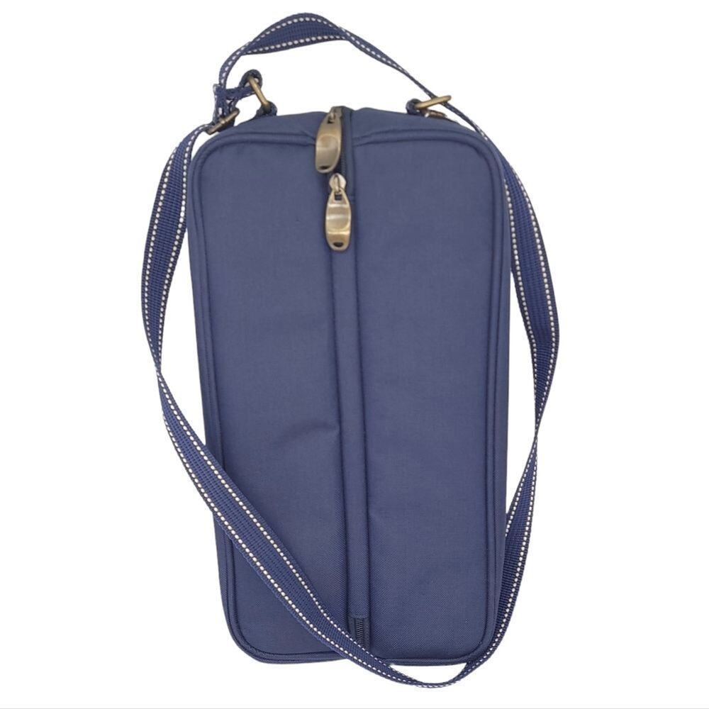 Wine Cooler Carrier Tote Bag Picnic Bag Navy Brown Zip Insulated Summer Outdoor
